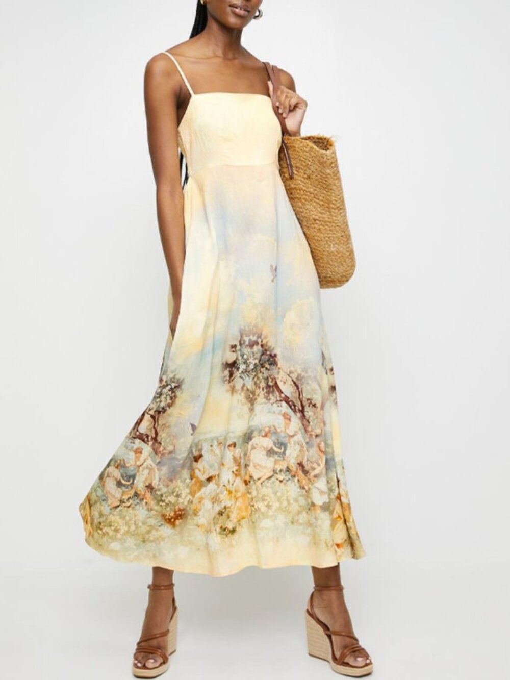 Iris Maxi landscape printed maxi dress size small grecian watercolor pastel